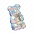 gummy bear, jelly bear, dessert, confection, y2k, 3d, holographic