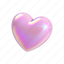 heart, valentine, love, y2k, holographic, shiny, 3d