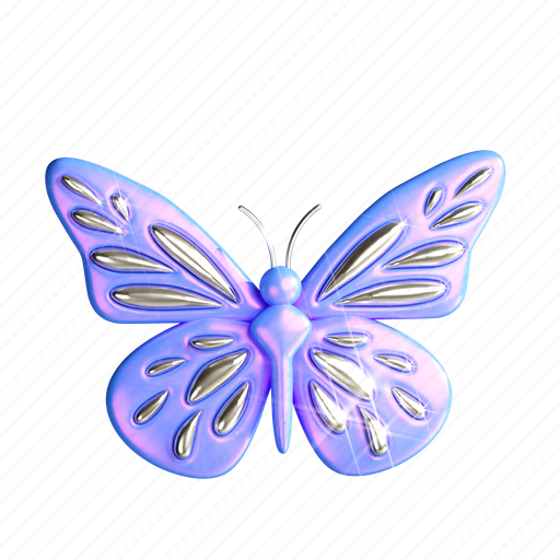 Butterfly, beautiful, bug, decoration, holographic, shiny, 3d icon - Download on Iconfinder