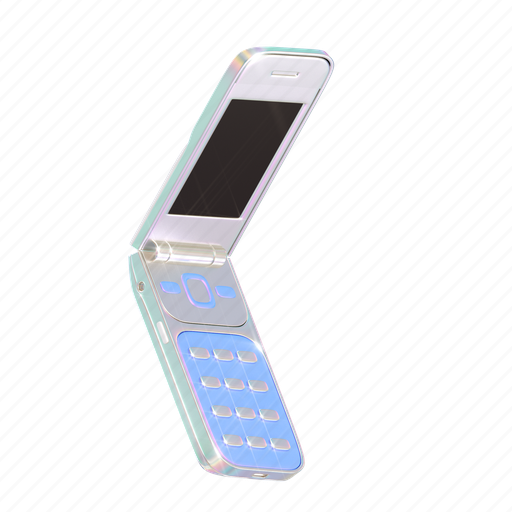 Flip phone, vintage, phone, mobile, y2k, holographic, 3d icon - Download on Iconfinder