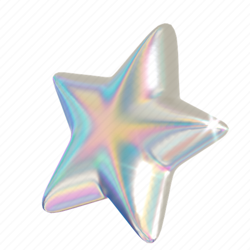 Star, decoration, shape, y2k, holographic, shiny, 3d icon - Download on Iconfinder