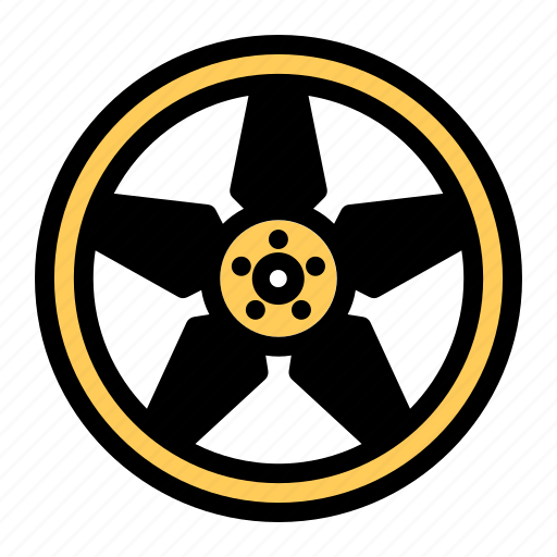 Alloywheel, automobile, car, transportation, tyre, wheel, yellow icon - Download on Iconfinder