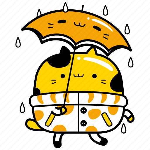 Cute, cat, animal, pet, umbrella, rain, rainy icon - Download on Iconfinder