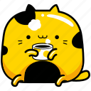 cute, cat, coffee, time, hot, drink, cup, breakfast