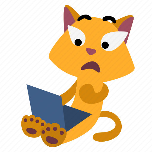 Cat, character, computer, confused, laptop, shocked, sitting icon - Download on Iconfinder
