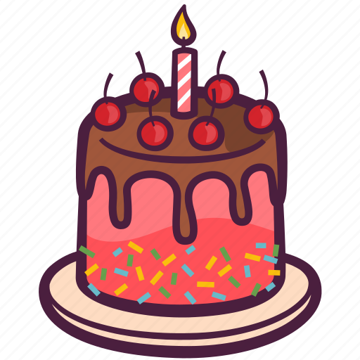 Party, birthday, cake, candle, cherry icon - Download on Iconfinder