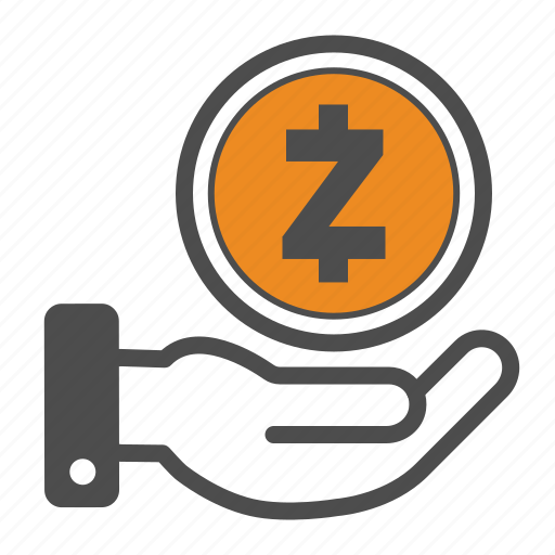Coin, coins, crypto, cryptocurrency, hand, zcash icon - Download on Iconfinder
