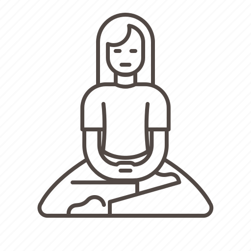 Female, line, meditating, meditation, sitting, woman, zazen icon - Download on Iconfinder