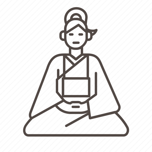 Calm, line, meditation, nun, relax, relaxation, zazen icon - Download on Iconfinder