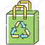 recycling, reusable, grocery bag, grocery bag icon 
