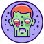 zombie, circle, background, icon 
