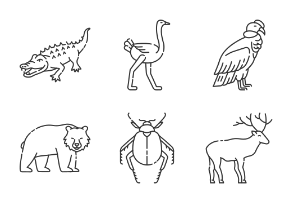 Animals. Linear. Outline