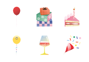 Birthday party element illustration