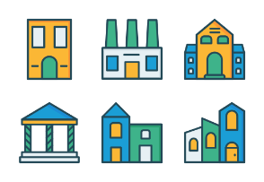 Buildings & houses flat color
