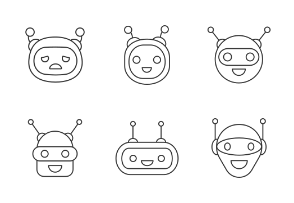 Chat bot emoji. Linear. Outline