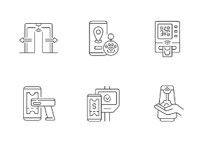 Contactless technology icons. Linear. Outline