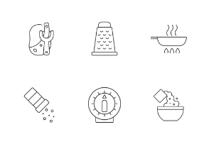 Cooking instruction icons. Linear. Outline