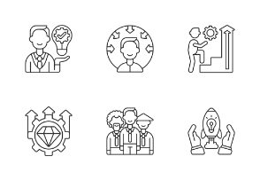 Core values icons. Linear. Outline