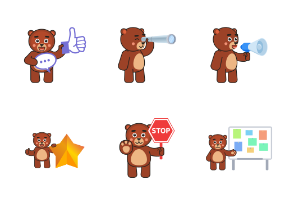Cute bear characters in various situations