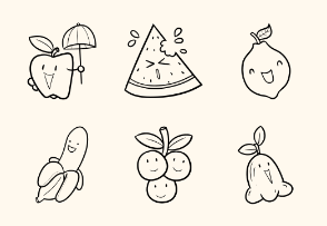 Cute Fruits Outlined