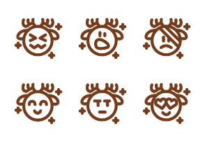 Deer Emoji & Winter Emoticon (Line Style)