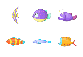 Different fish - cartoon style