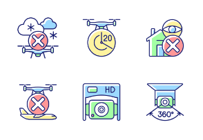 Drone label icons. Color. Filled