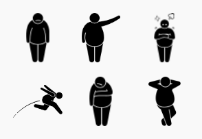 Fat Obese Overweight Man Stick Figure