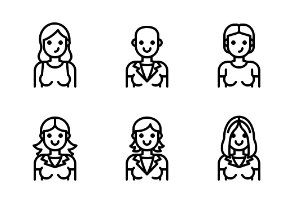Female Women Woman Avatar Emoji - Outline