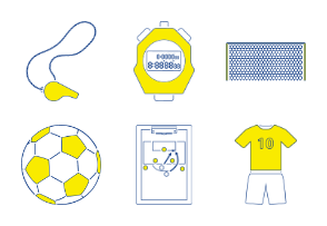 Football (soccer) outline with yellow