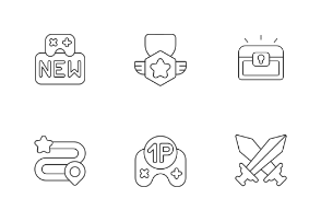 Game menu icons. Linear. Outline