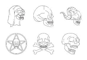 Hand drawn skull halloween mystery collection