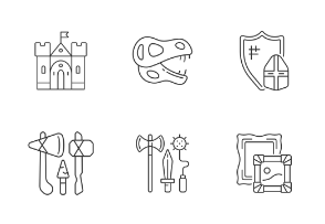 Heritage and museum icons. Linear. Outline