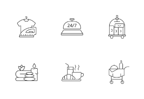 Hotel services icons.Linear. Outline