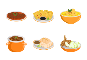 Indonesian Eid Mubarak Food Illustration