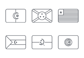 International Rounded Rectangle Flags - Outline
