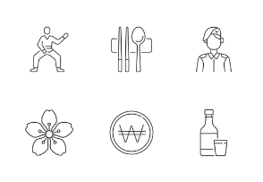 Korea icons. Linear. Outline