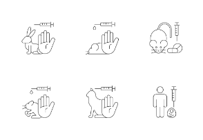 No animal testing icons. Linear. Outline