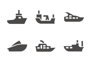 Passenger and industrial ships in glyph style