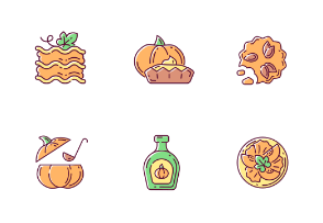 Pumpkin recipes. Color. Filled