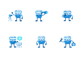 Robot mascot character set.
