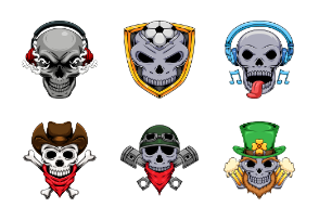 Skull tattoo mascot character color