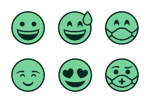 Smileys Emoticons (green filled) + with medical mask included