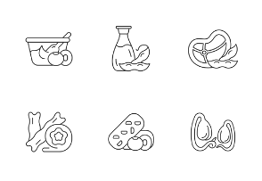 Soy foods icons. Linear. Outline