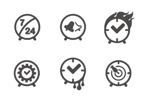 Time signs in line style and round shape