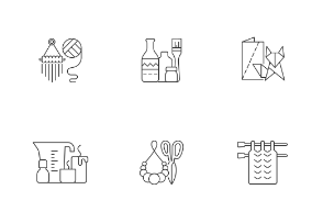 Trendy hobbies arts and crafts icons. Linear. Outline