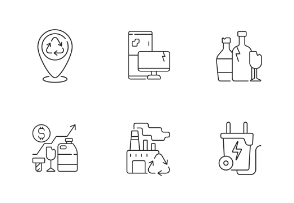 Waste management icons. Linear. Outline