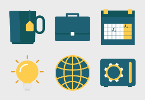 Yellow Blue Business Icons 1